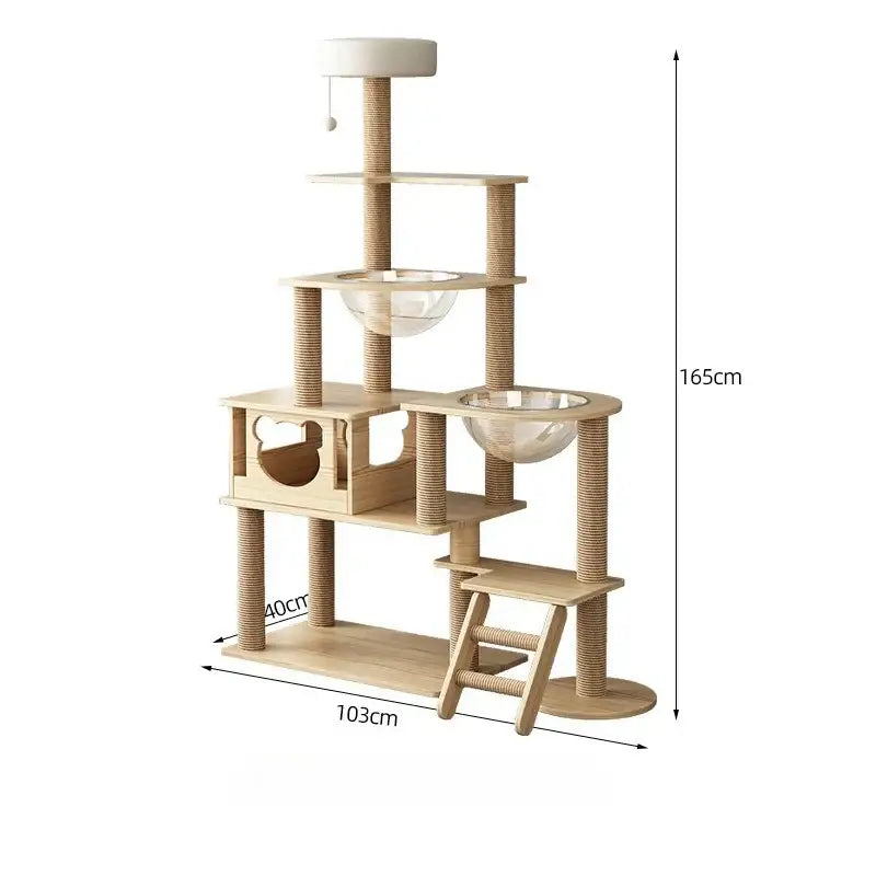 Arbre à Chat Design en Bois Naturel - A6