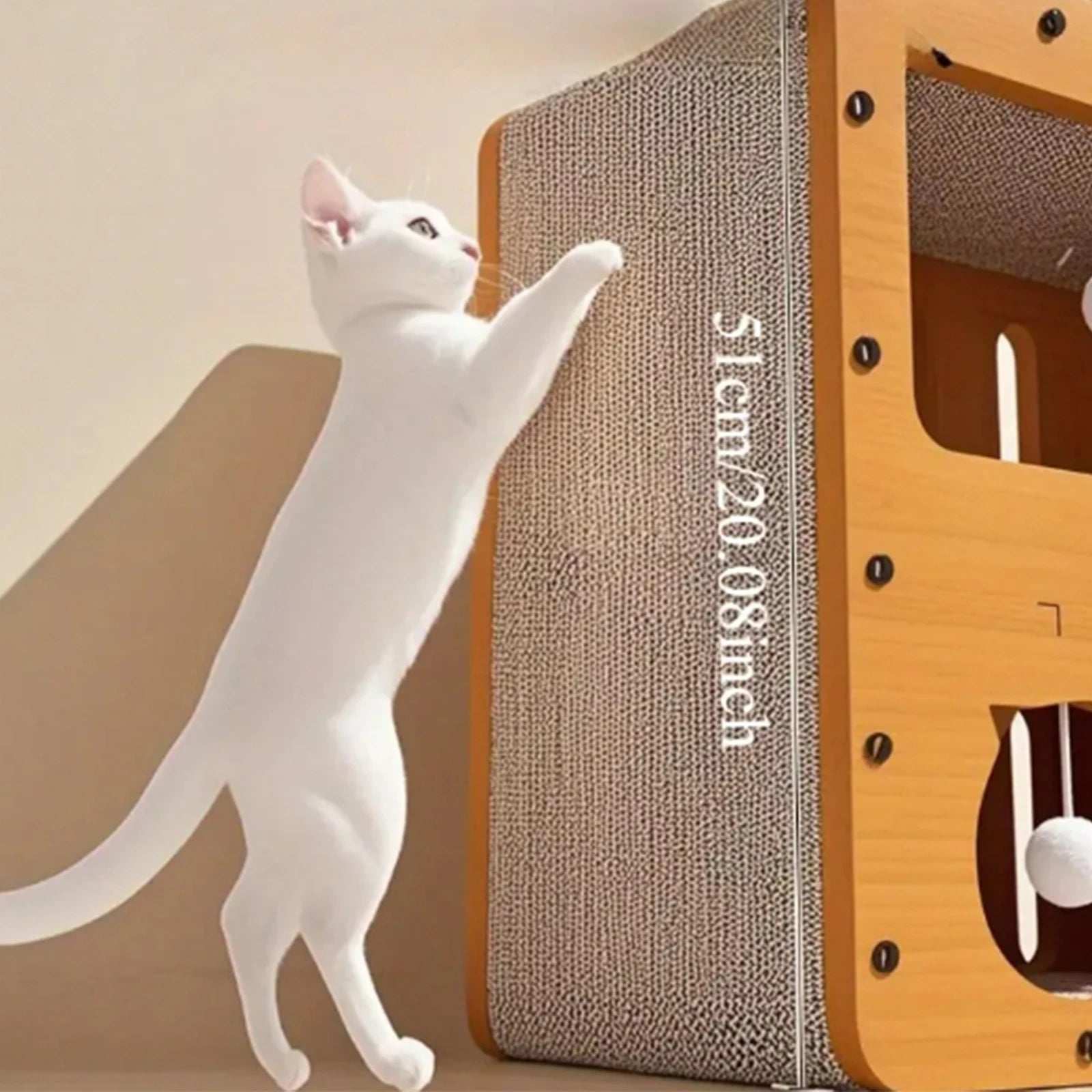 Arbre à Chat Design en Bois | Maison pour Chat avec Griffoir et Jeux