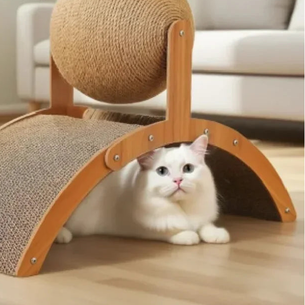 Jouet pour Chat Interactif avec Balle Rotative et Griffoir – Jouet Anti Ennui Chat