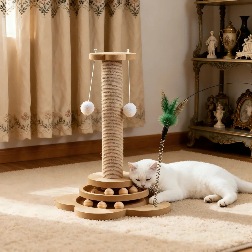 Griffoir en Sisal avec Balles et Jouets Suspendus