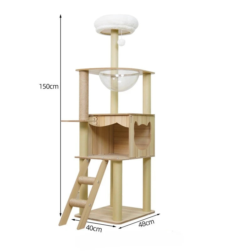 Arbre à Chat Design Multifonction en Bois Naturel