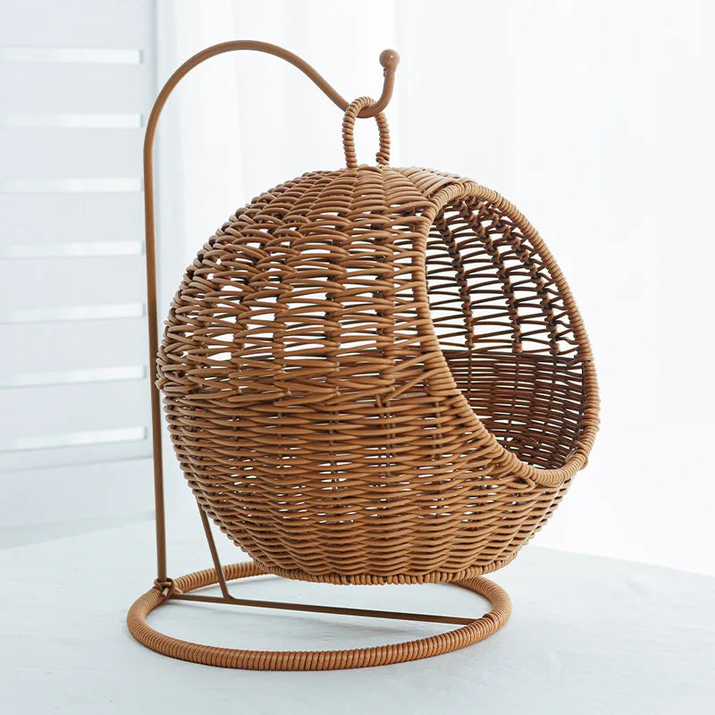Panier Suspendu pour Chat en Rotin | Lit Cocoon Design pour Chat