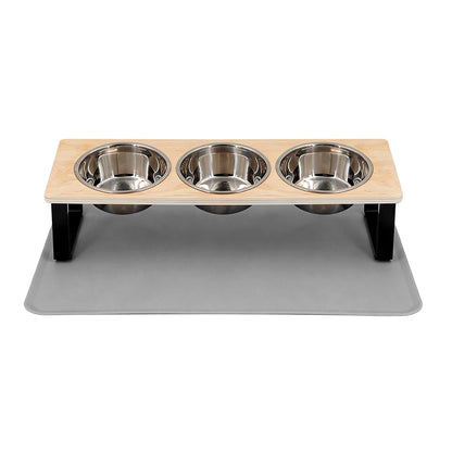 Gamelle surélevée pour 3 chat bols en acier inoxydable