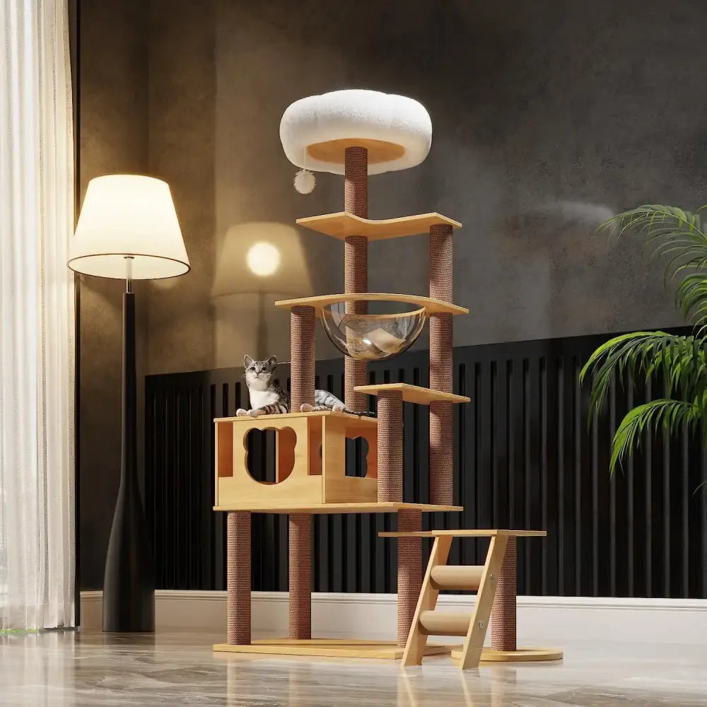 Arbre à Chat Design en Bois Naturel