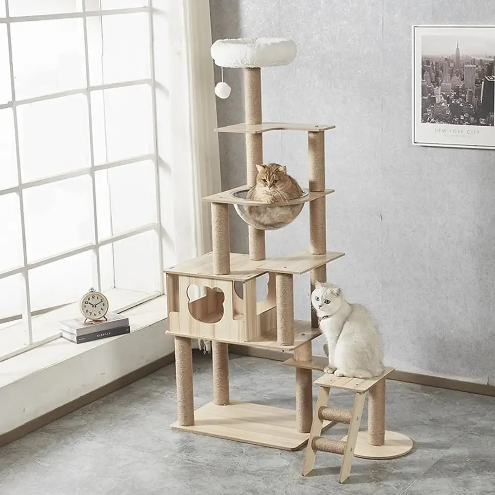 Arbre à Chat Design en Bois Naturel
