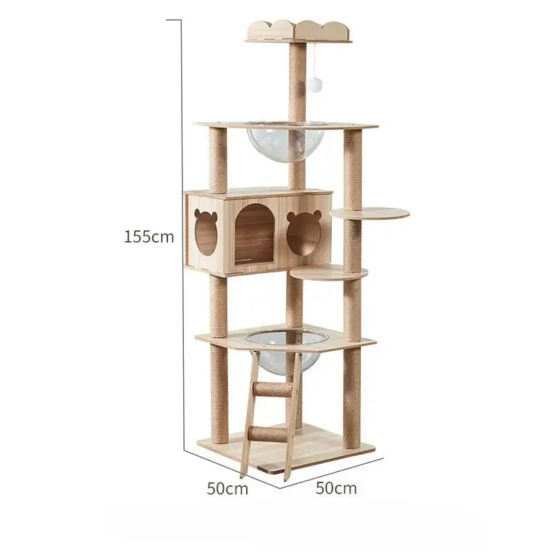 Arbre à Chat Design en Bois Naturel - A2