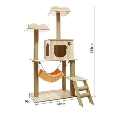 Arbre à Chat Design en Bois Naturel - A3