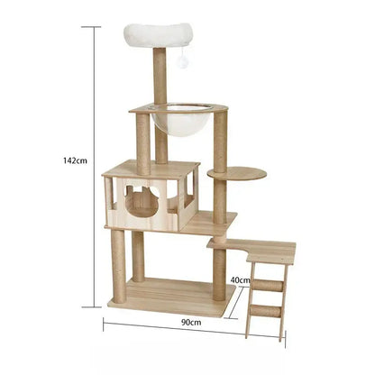 Arbre à Chat Design en Bois Naturel - A7