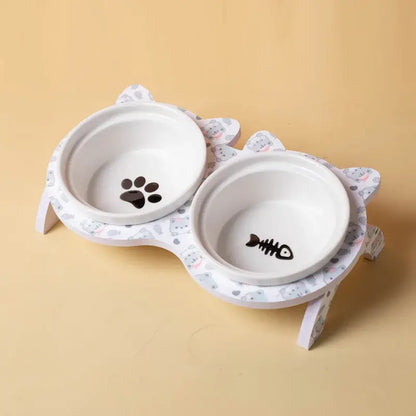 Gamelle Double en Céramique pour Chat - Noir